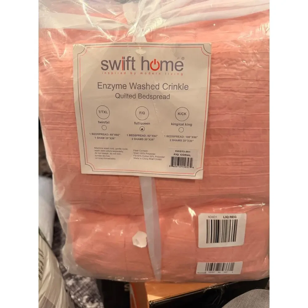 Swift Home Lightweight Oversized Enzyme Washed Crinkle Quilt